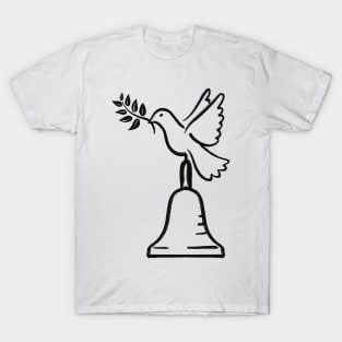 Peace Dove And Handbell black line variant T-Shirt